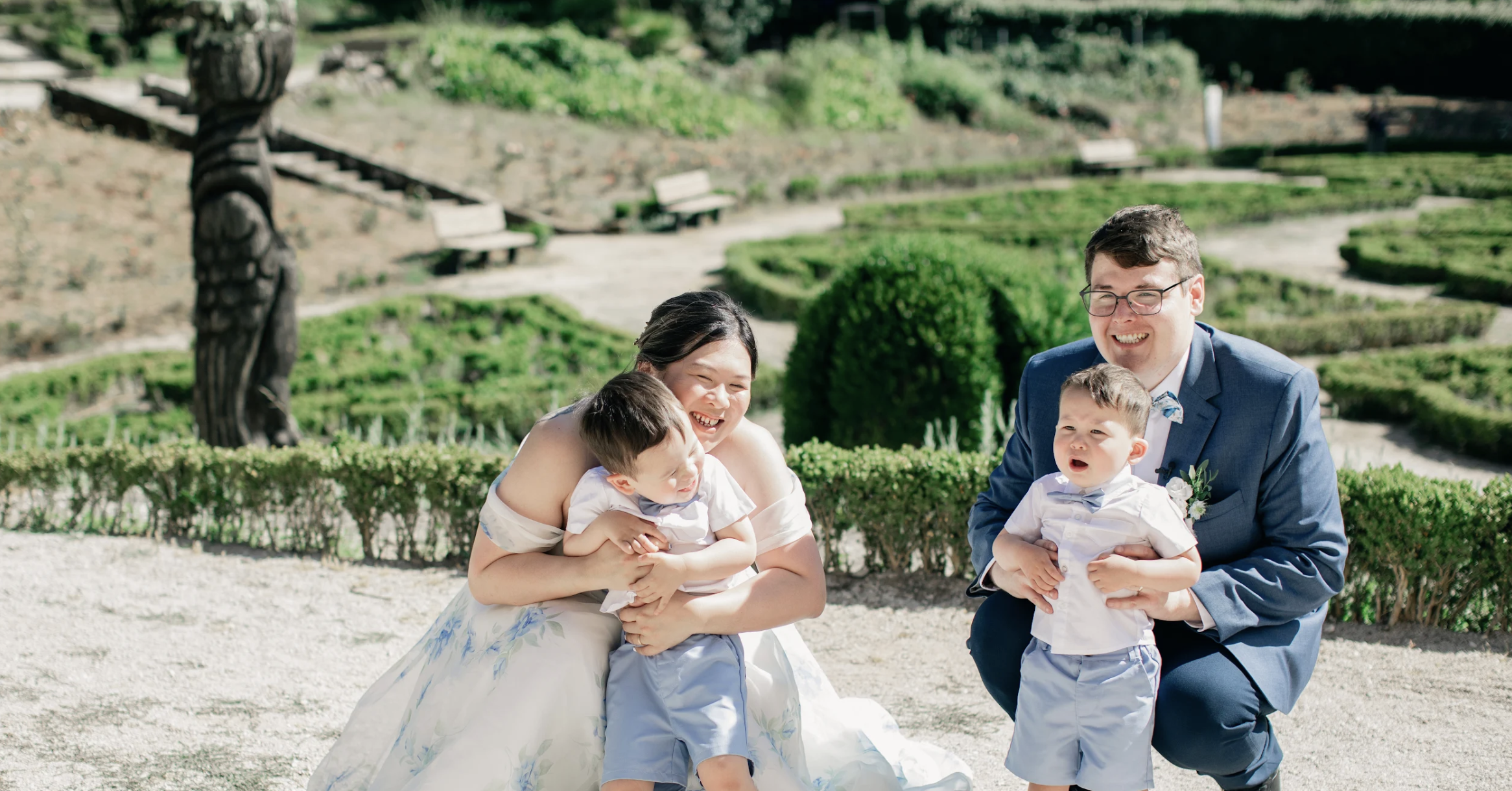 Mixed family standing in a family photo